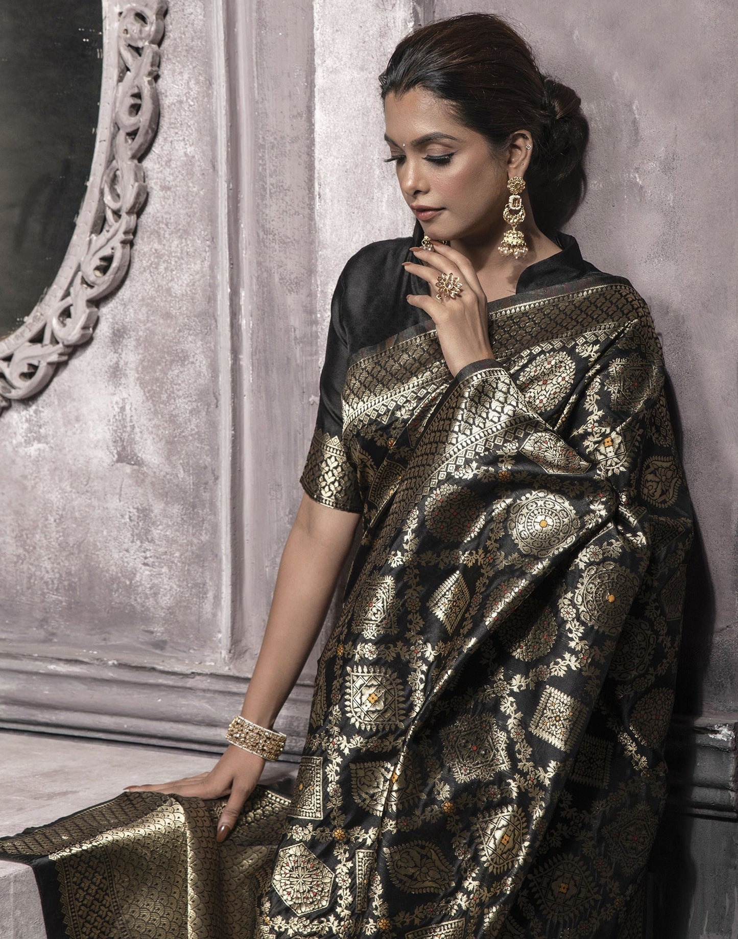 Black Weaving Silk Banarasi Saree