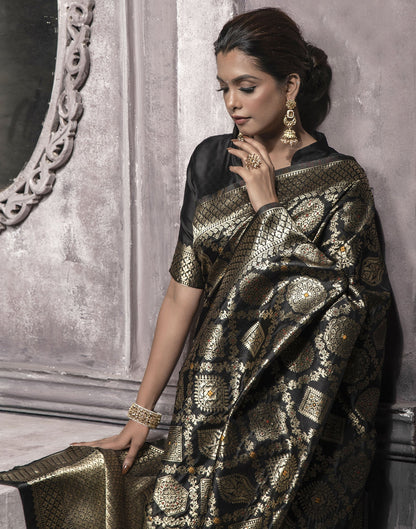 Black Weaving Silk Banarasi Saree