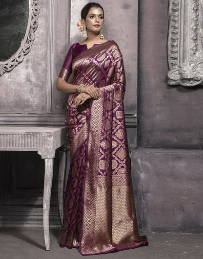 Magenta Weaving Silk Banarasi Saree