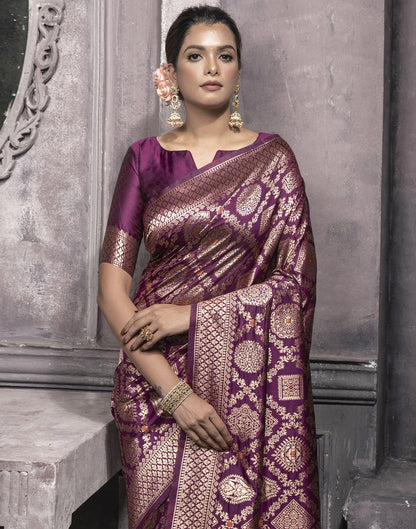 Magenta Weaving Silk Banarasi Saree