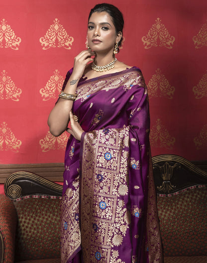 Magenta Weaving Silk Banarasi Saree