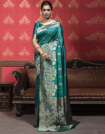 Turquoise Weaving Silk Banarasi Saree