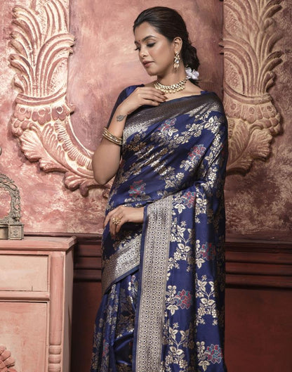 Blue Jacquard Silk Saree