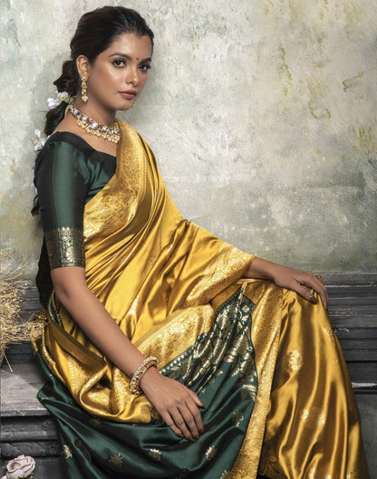 Olive Green Jacquard Silk Saree