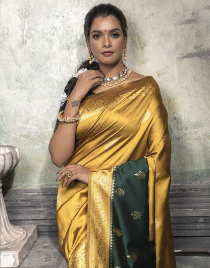 Olive Green Jacquard Silk Saree