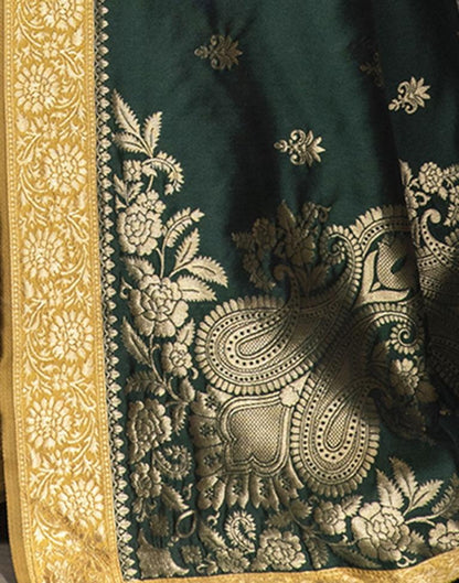 Olive Green Jacquard Silk Saree