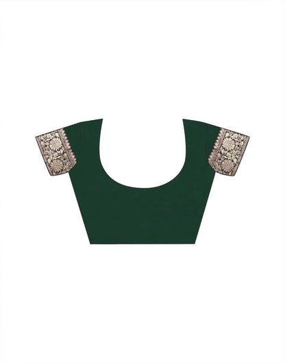 Olive Green Jacquard Silk Saree