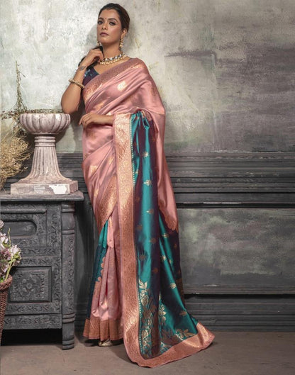 Dusty Pink Jacquard Silk Saree