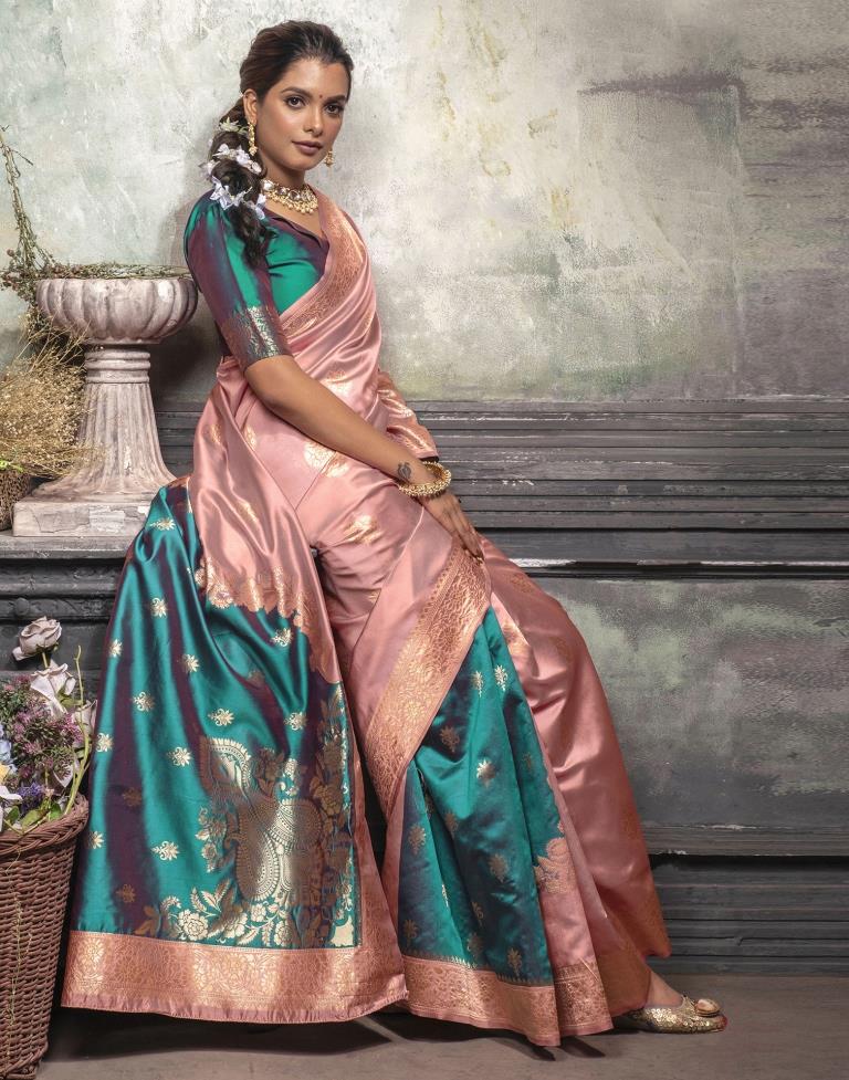 Dusty Pink Jacquard Silk Saree