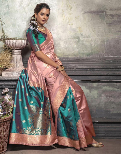 Dusty Pink Jacquard Silk Saree