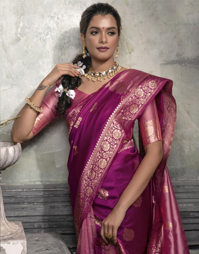 Purple Jacquard Silk Saree