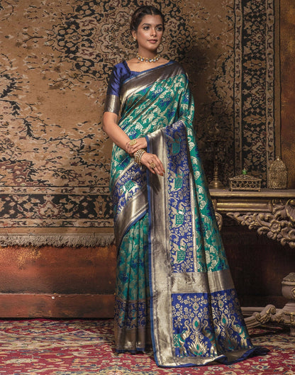 Turquoise Weaving Silk Banarasi Saree