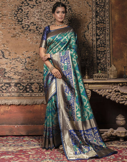 Turquoise Weaving Silk Banarasi Saree