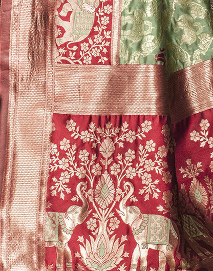 Dusty Green Weaving Silk Banarasi Saree