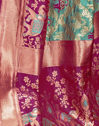 Turquoise Weaving Silk Banarasi Saree