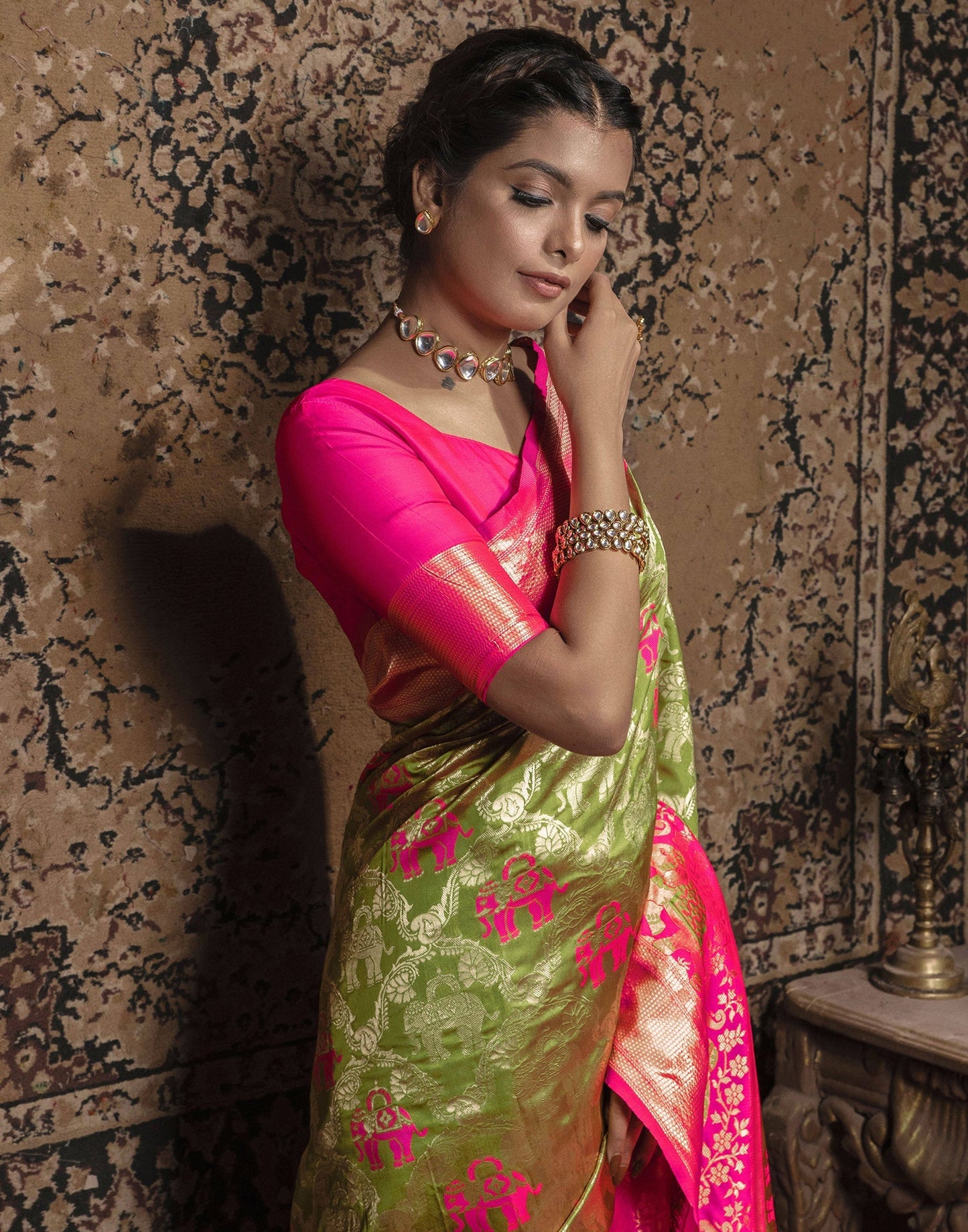 Mehandi Green Weaving Silk Banarasi Saree