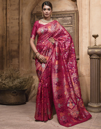 Pink Weaving Silk Banarasi Saree