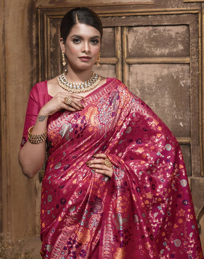 Pink Weaving Silk Banarasi Saree
