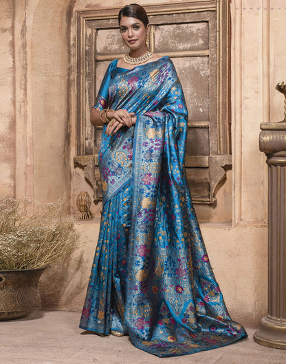 Blue Weaving Silk Banarasi Saree