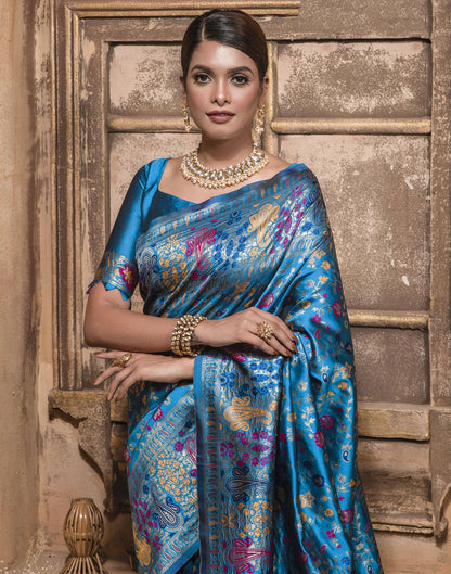Blue Weaving Silk Banarasi Saree