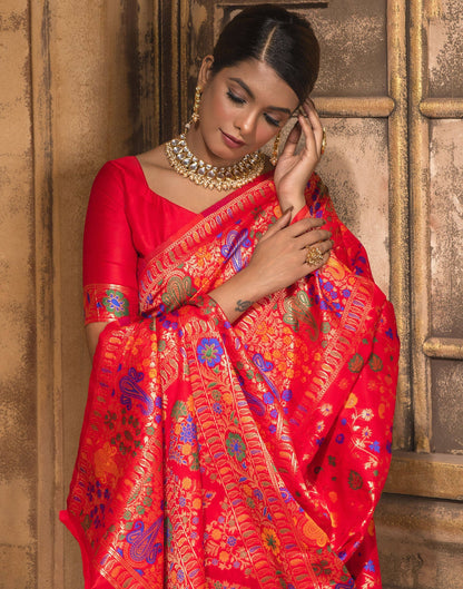 Red Weaving Silk Banarasi Saree