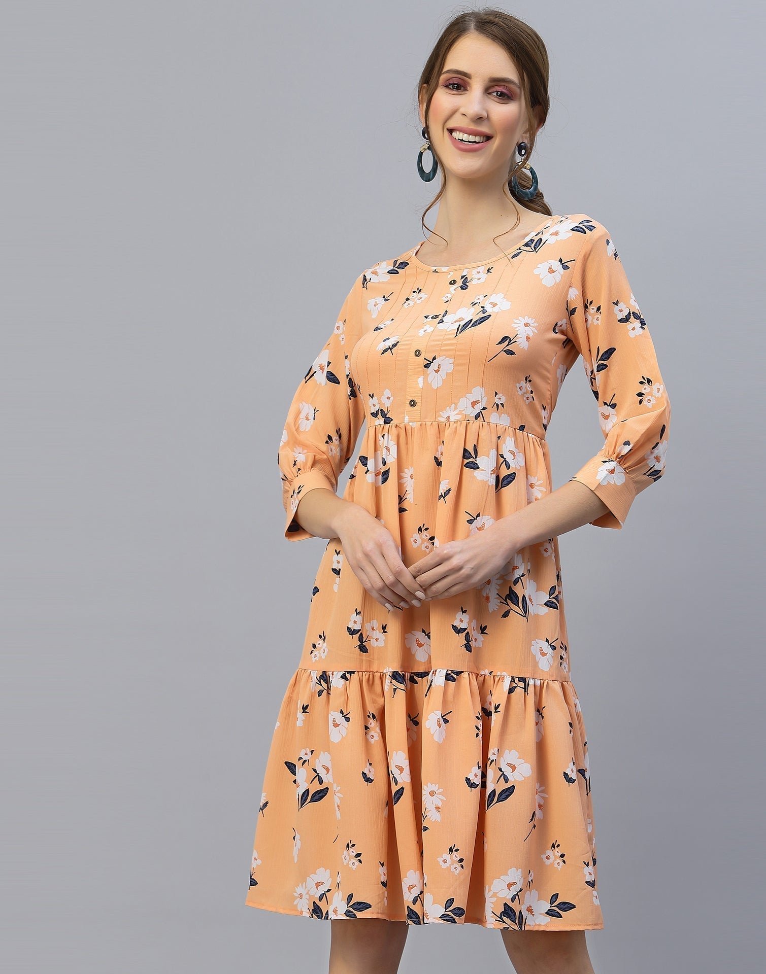 Peach Tiered Dress | Sudathi