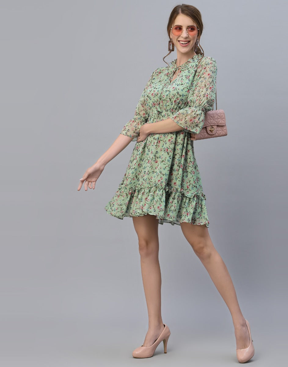 Light Green Tiered Dress | Sudathi