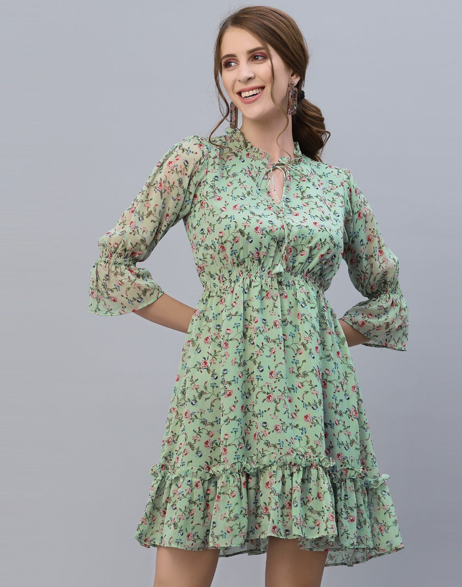 Light Green Tiered Dress | Sudathi