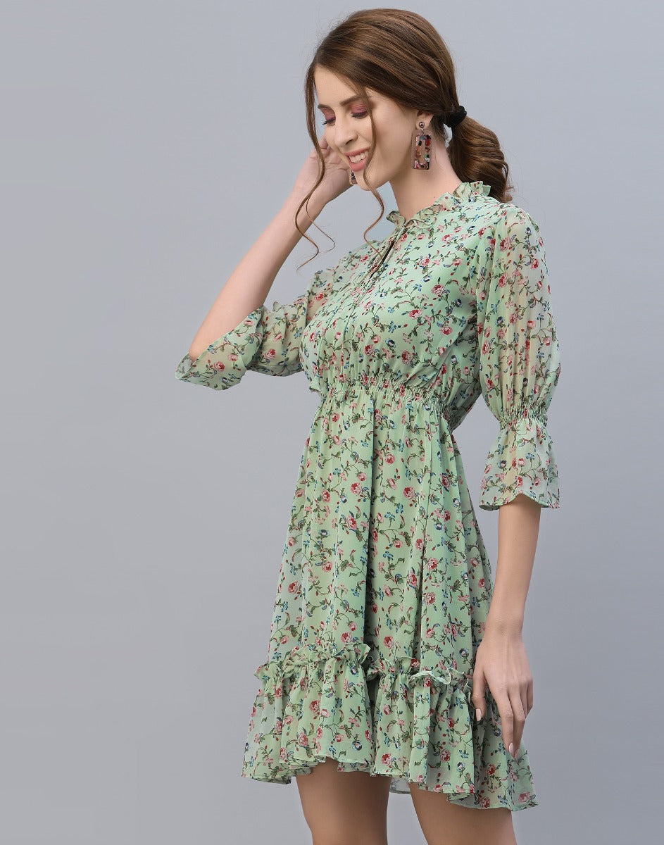 Light Green Tiered Dress | Sudathi