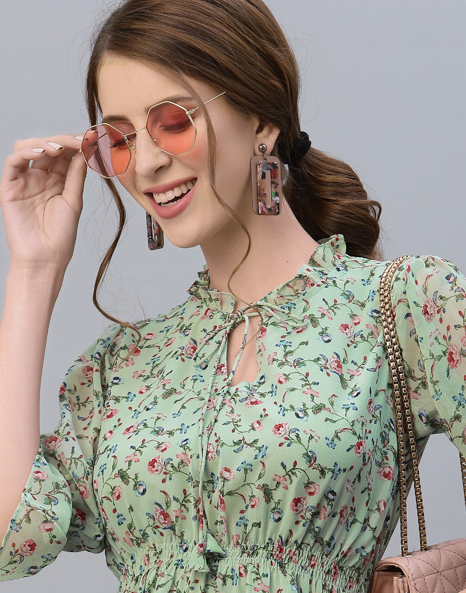 Light Green Tiered Dress | Sudathi