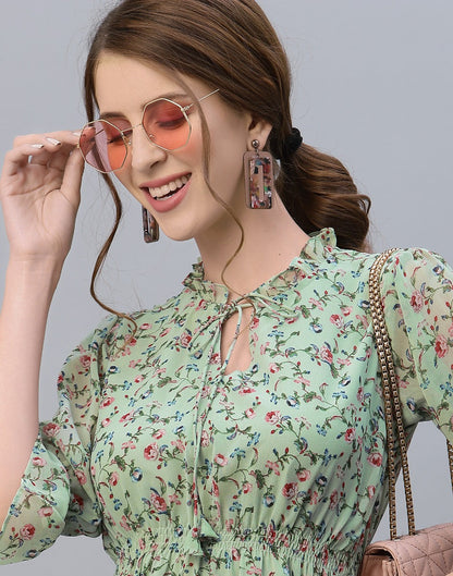 Light Green Tiered Dress | Sudathi