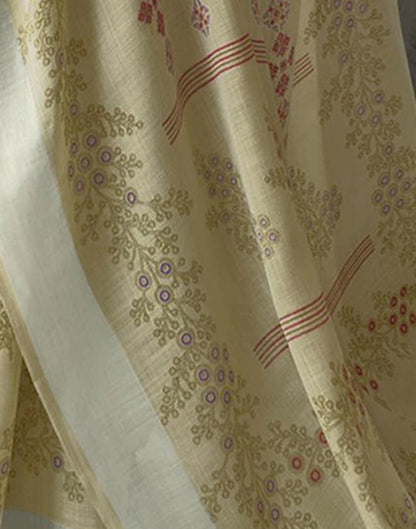 Pista Green Cotton Printed Saree