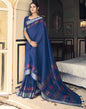 Blue Cotton Printed Saree