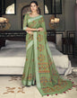 Green Cotton Printed Saree