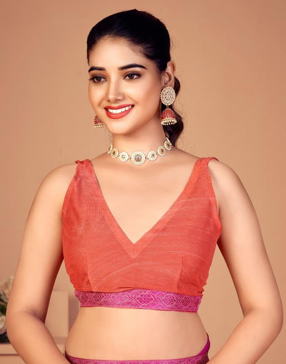 Pink Chiffon Printed Saree