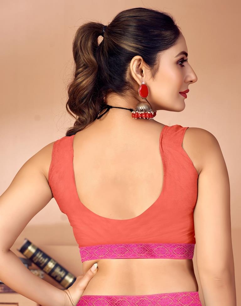 Pink Chiffon Printed Saree