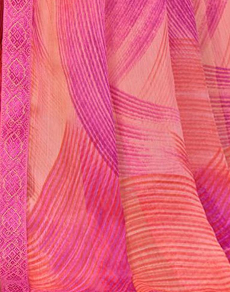 Pink Chiffon Printed Saree