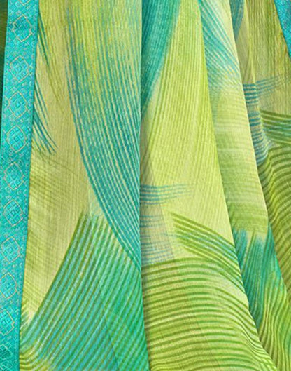 Parrot Green Chiffon Printed Saree