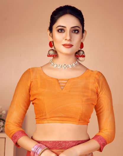 Light Orange Chiffon Printed Saree