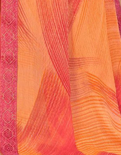 Light Orange Chiffon Printed Saree