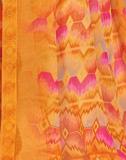 Turmeric Yellow Chiffon Printed Saree