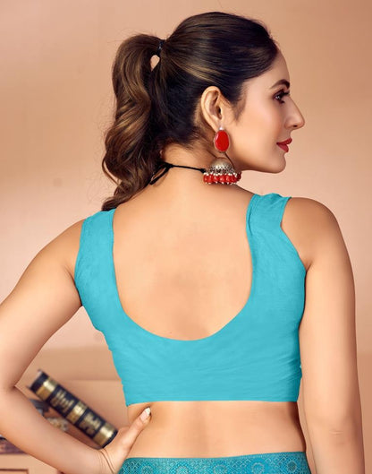 Sky Blue Chiffon Printed Saree