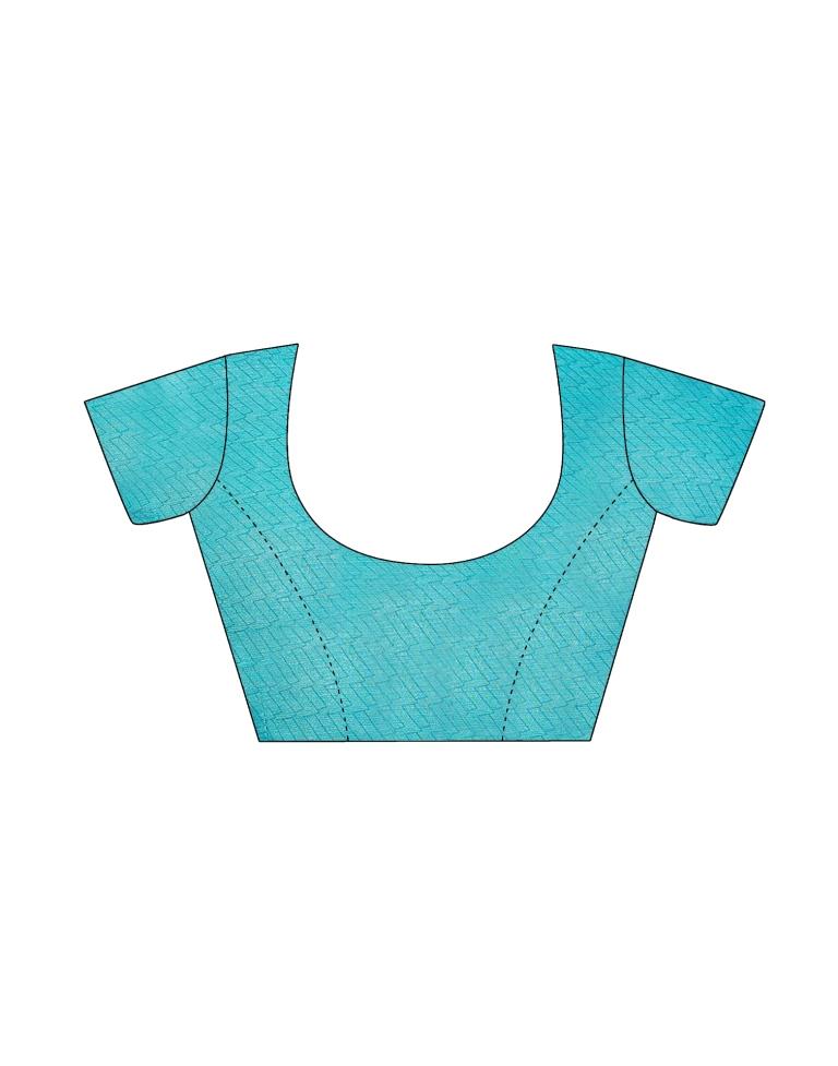 Sky Blue Chiffon Printed Saree