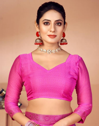 Pink Chiffon Printed Saree