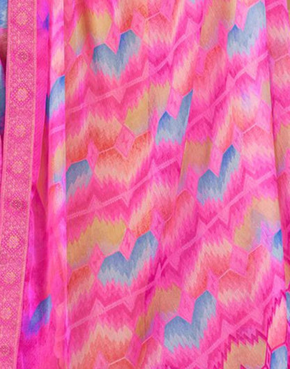 Pink Chiffon Printed Saree