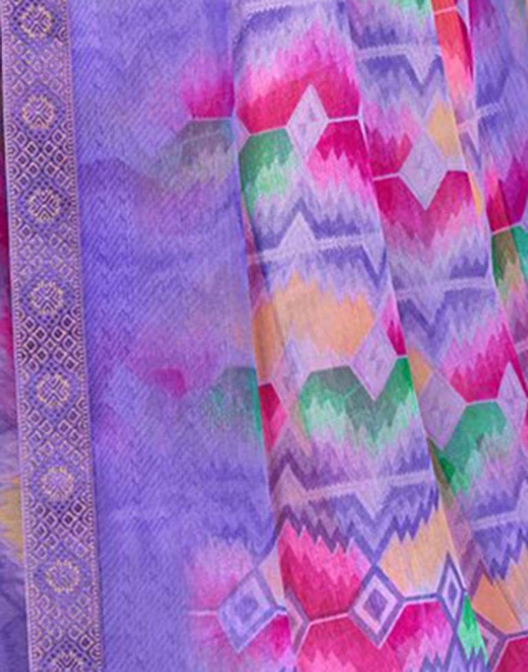 Purple Chiffon Printed Saree
