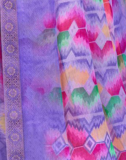Purple Chiffon Printed Saree