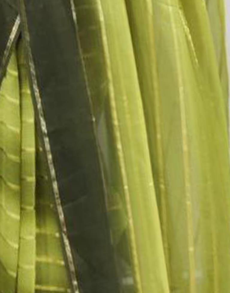 Ready to Wear Olive Green Georgette Printed Saree