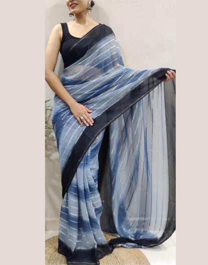 Ready to Wear Grey Georgette Printed Saree