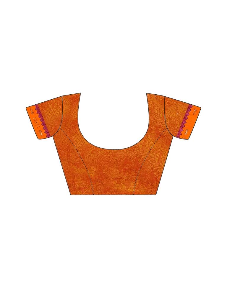 Orange Chiffon Printed Saree